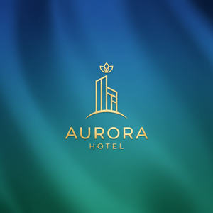 logo von hotel mit blauen grünenn hintergrund